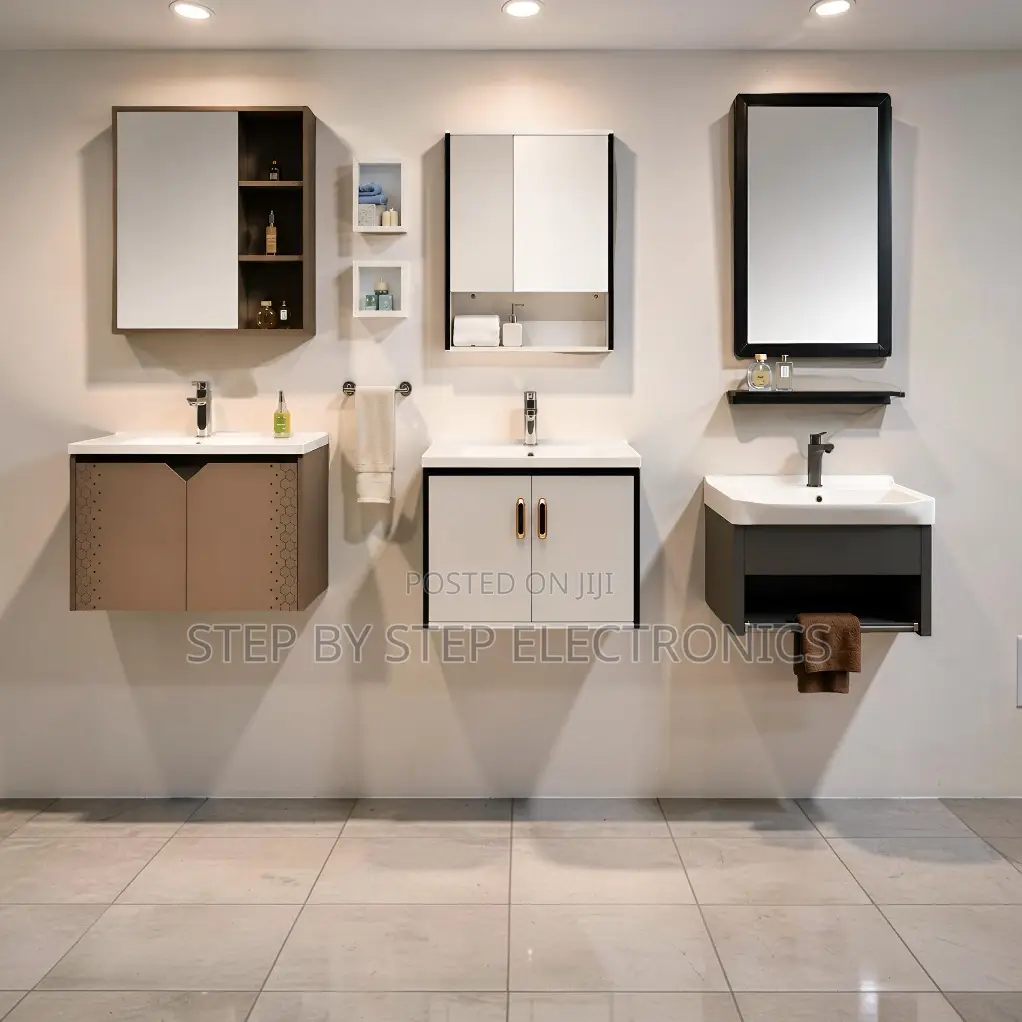 Stylish Wall Mounted Bathroom Vanity Unit With Mirror Storage