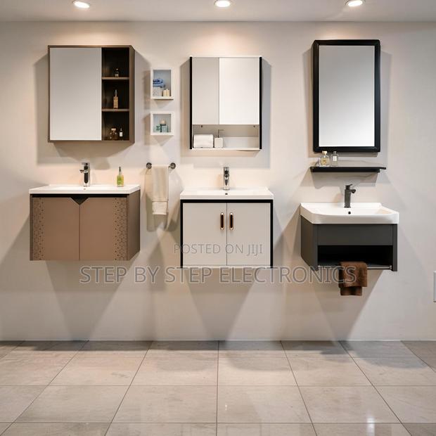 Stylish Wall Mounted Bathroom Vanity Unit With Mirror Storage