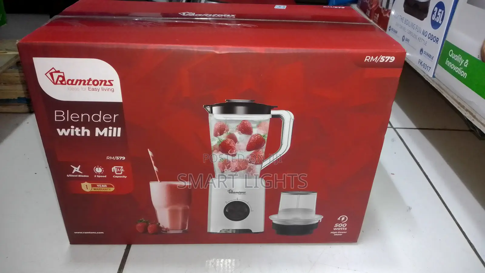 Ramtons RM/579 1.5L Blender With Mill- 500W