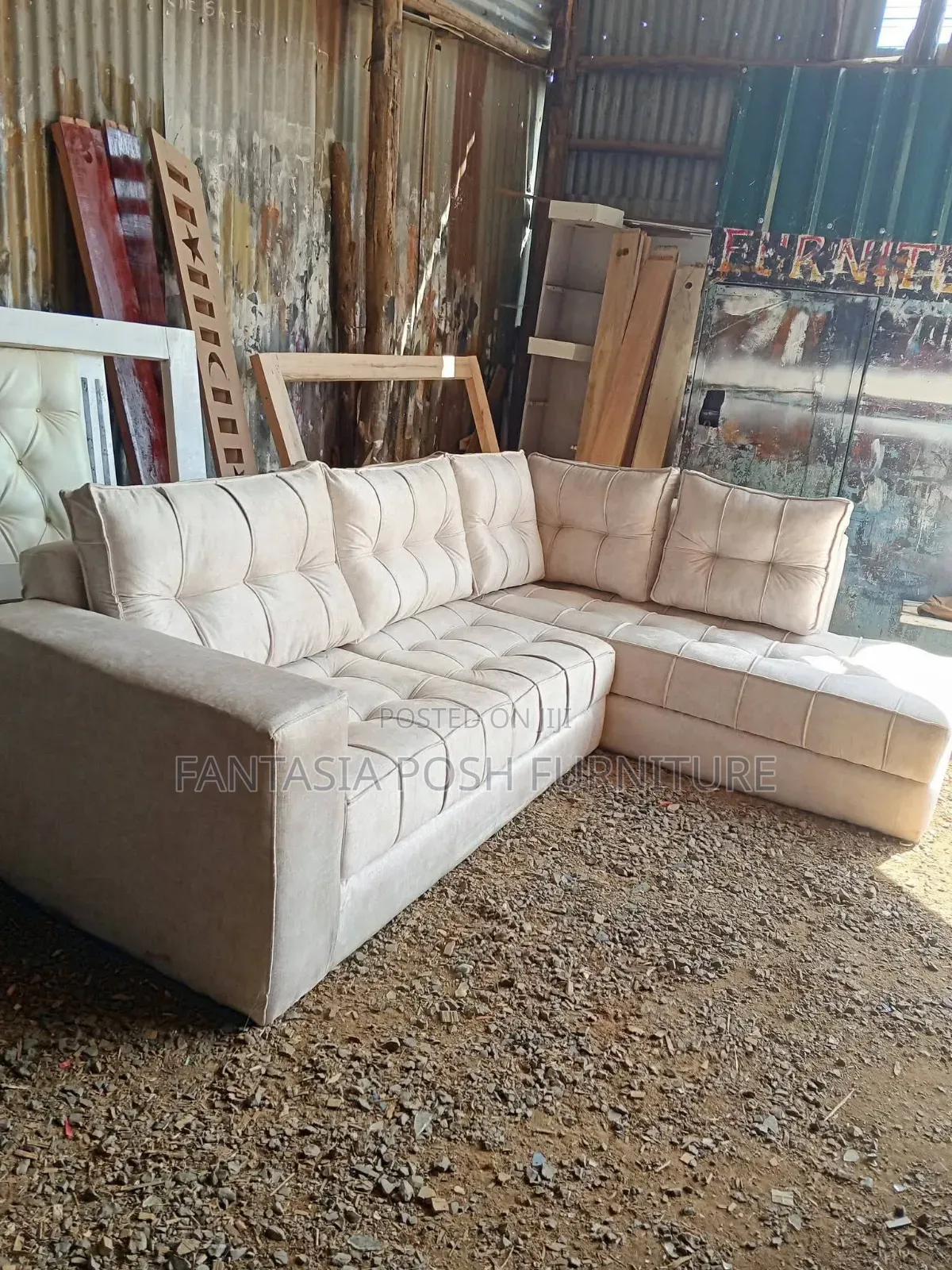 Beige 5-Seater Corner Sofa
