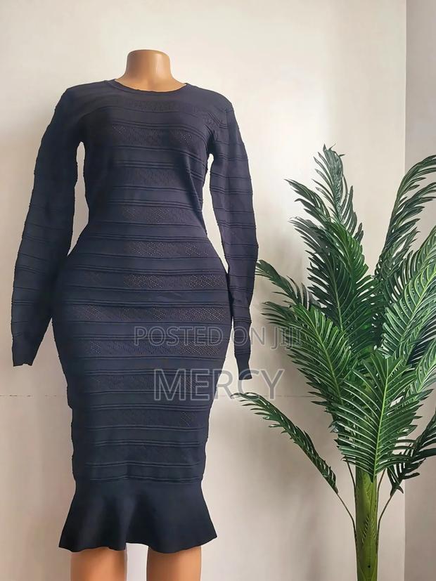 Black Knitted Midi Dress