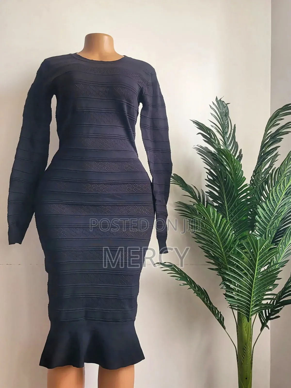 Black Knitted Midi Dress