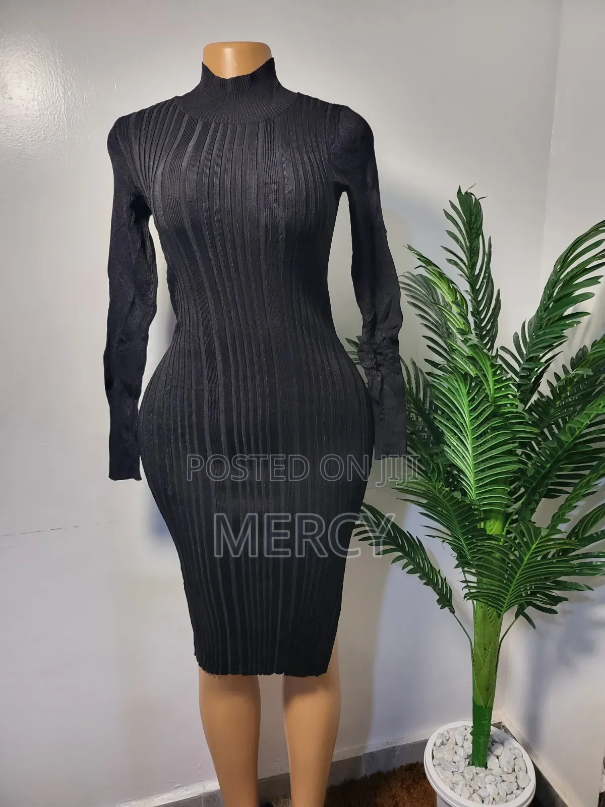 Ribbes Knit Midi Bodycon Dress