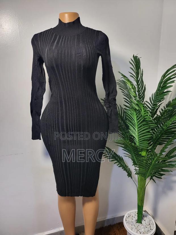 Ribbes Knit Midi Bodycon Dress