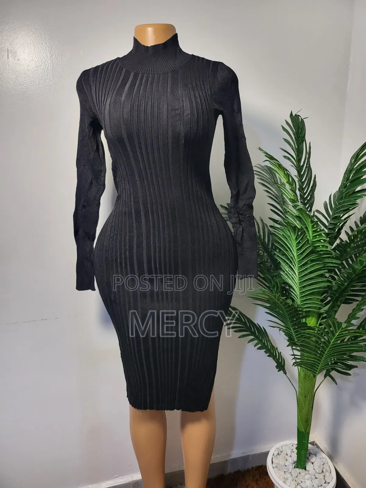 Ribbes Knit Midi Bodycon Dress