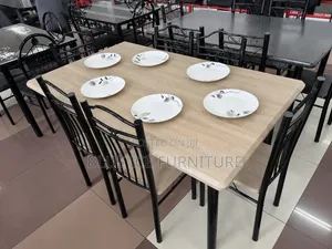 Modern Wooden 6 Seater Dinning Table With Metal Frame