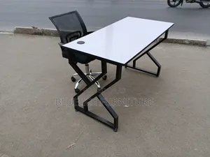 Executive White Table With Mesh Adjustable Chair