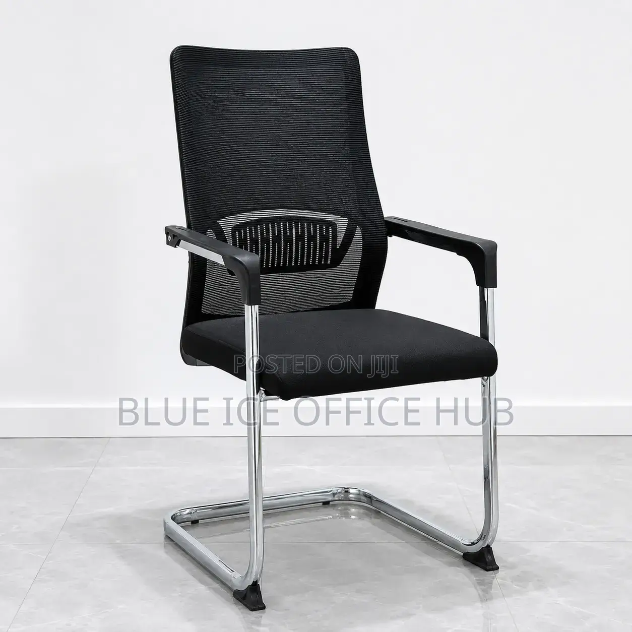 Modern Office Visitors Chairs With Metallic Armrest