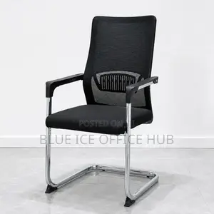 Modern Office Visitors Chairs With Metallic Armrest
