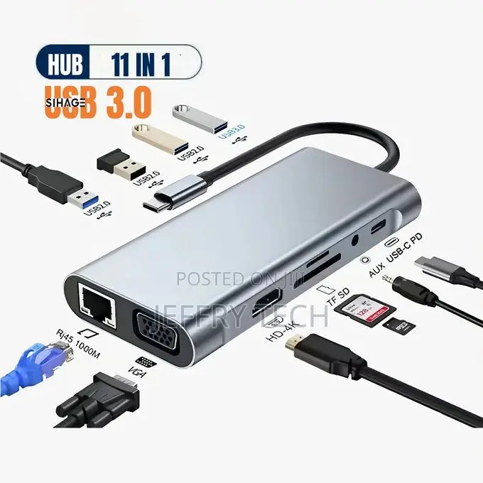 Multifunction 11 in 1 HUB USB C Multiport Adapter HDTV 4 USB 3.0 H