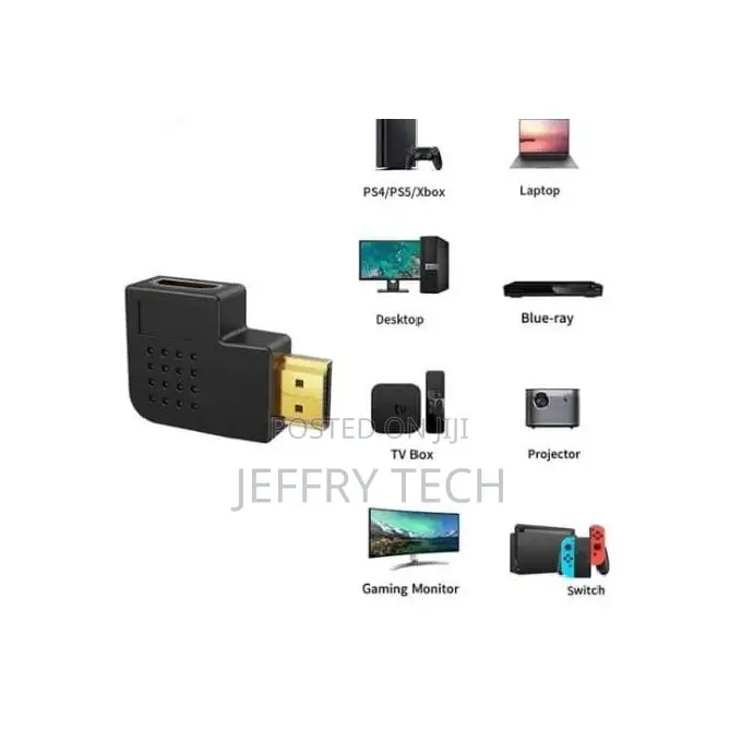 Hdmi 90 and 270 Degree Male to Female Flat Adapter
