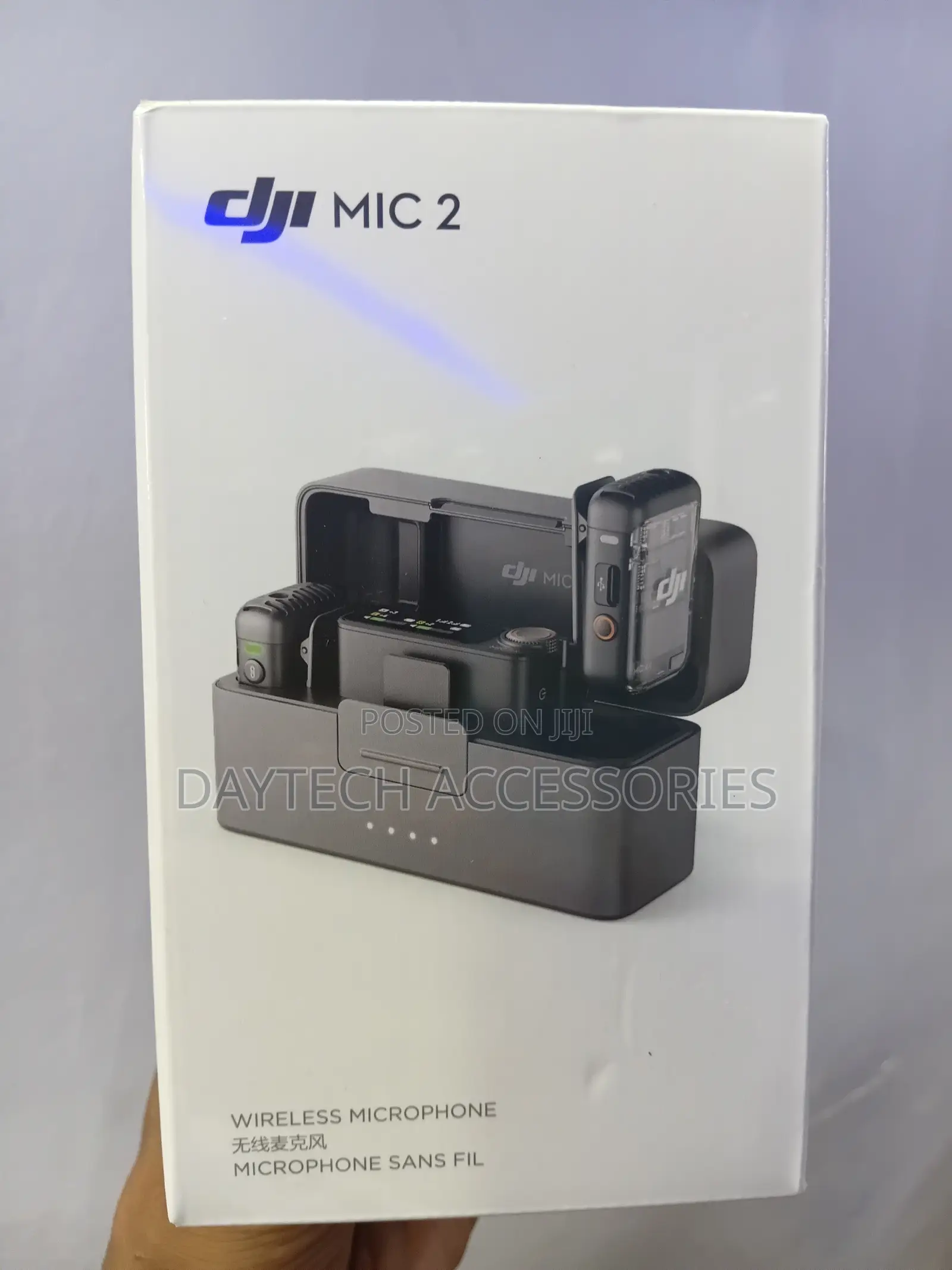 The DJI Mic 2 (2 TX + 1 RX + Charging Case) Dual-Channel Microphone.
