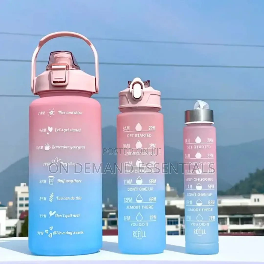 3 in 1 Motivational Water Bottle 100% Leakproof BPA Free
