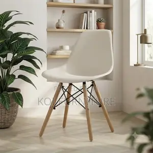 Dining Chairs; Plastic Eames Seat With Wooden Class Legs