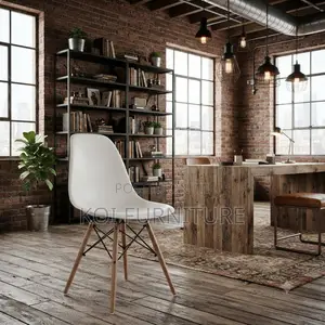 Dining Chairs; Plastic Eames Seat With Wooden Class Legs