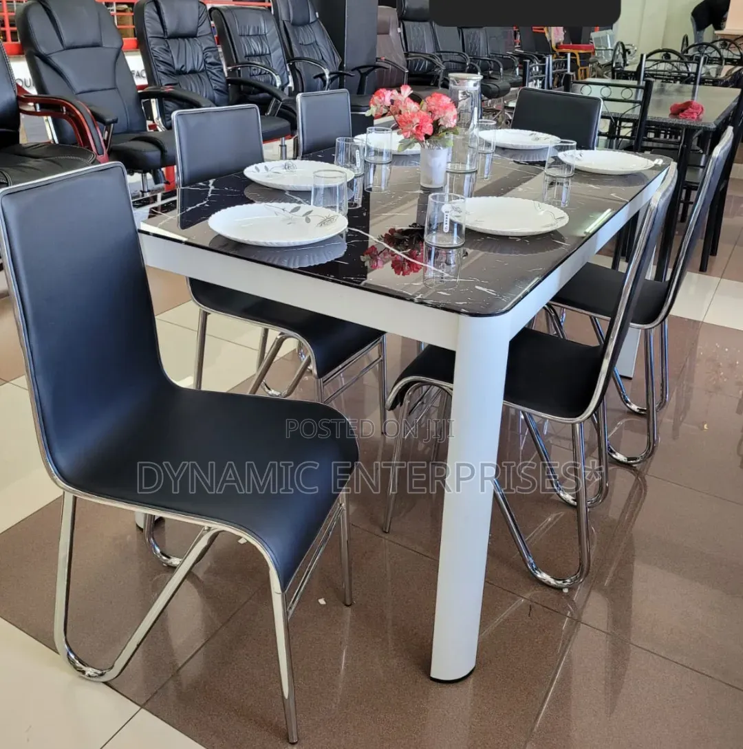 Executive Marble Glass Top Six Sitter Dinning Table