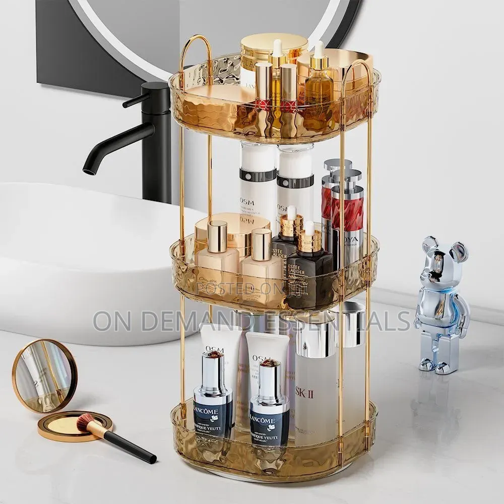 2 Layer 360° Rotating Makeup Storage Rack Multi-Layer Organizer