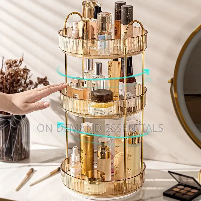 2 Layer 360° Rotating Makeup Storage Rack Multi-Layer Organizer