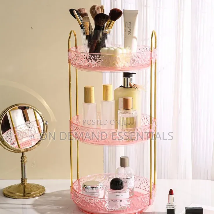 2 Layer 360° Rotating Makeup Storage Rack Multi-Layer Organizer