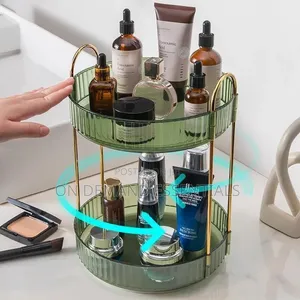 2 Layer Luxurious Textured 360° Rotating Makeup Storage Rack