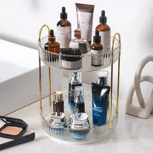 2 Layer Luxurious Textured 360° Rotating Makeup Storage Rack