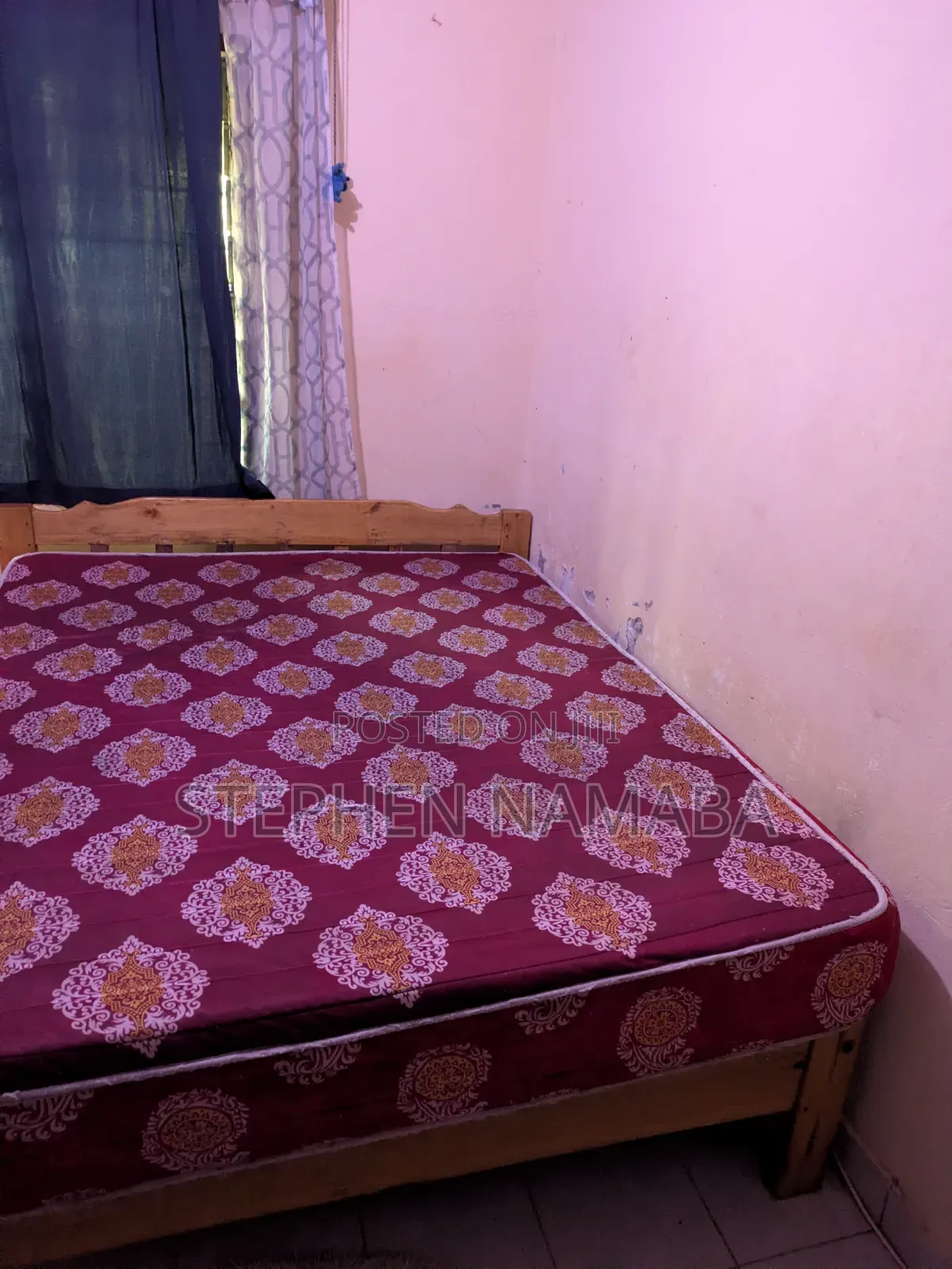 5 by 6 Bed and Mattress With Drawers and Bedside Table