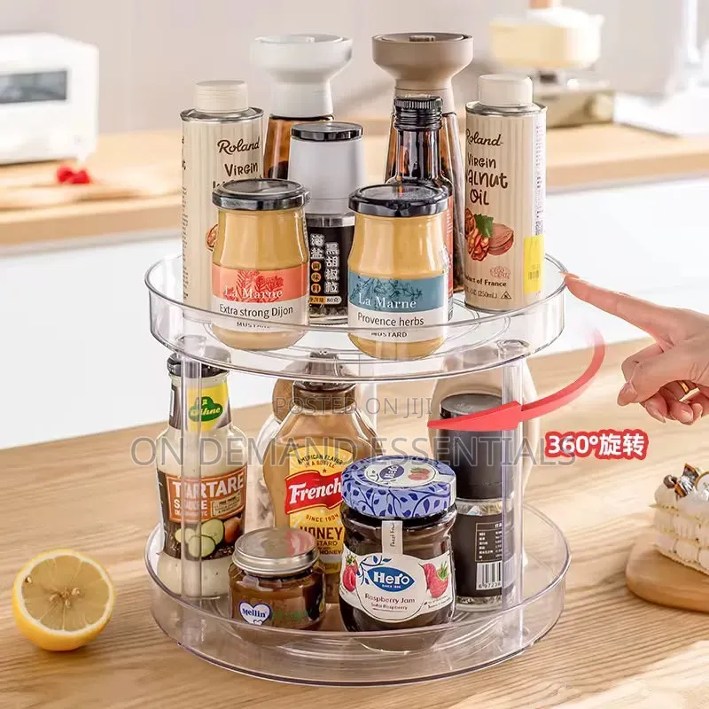 2 Layer 360 Rotation Cabinet Turntable Organizer / Lazy Susan