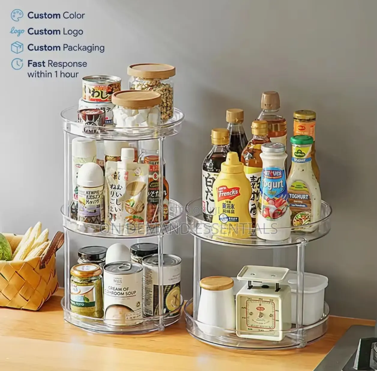 2 Layer 360 Rotation Cabinet Turntable Organizer / Lazy Susan