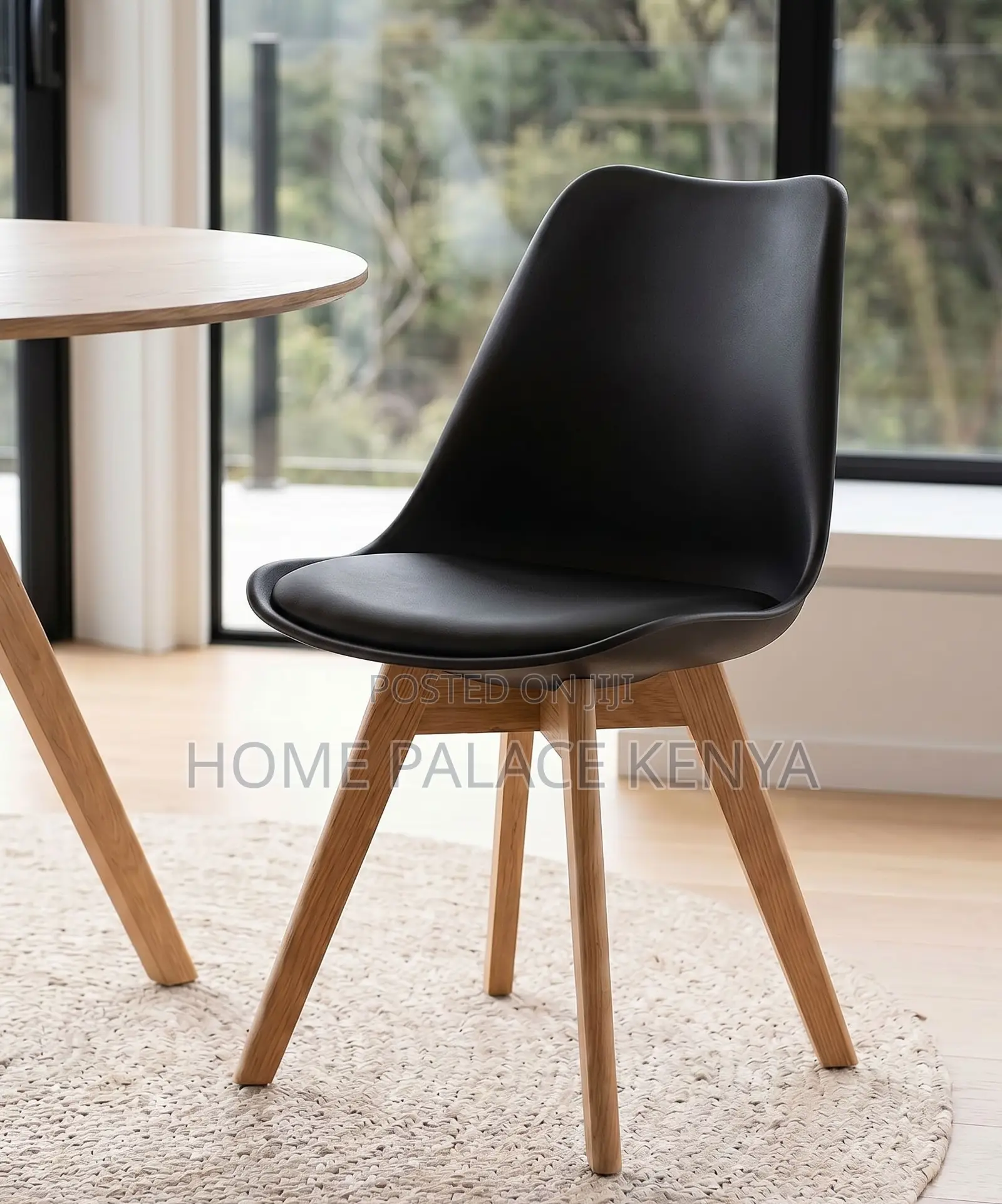 Dining Chair: Carson Black Padded Nordic Dining Chair