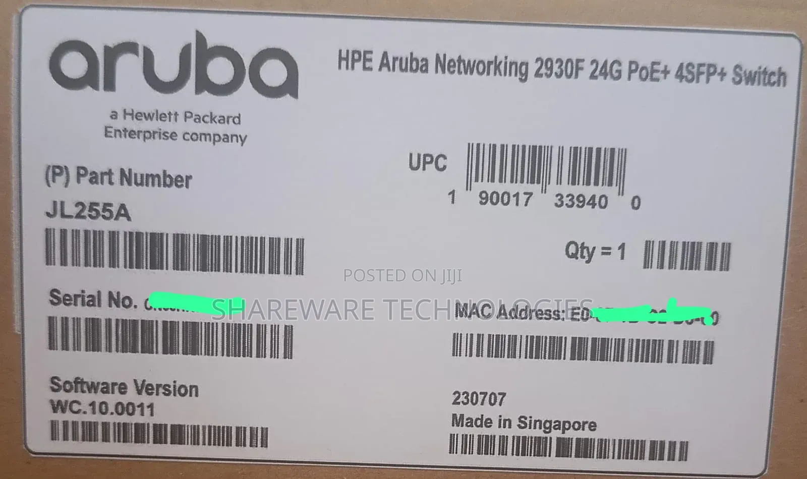 Hpe Aruba Networking 2930f 24g Poe+ Sfp+ Switch (Jl255a)