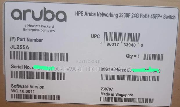 Hpe Aruba Networking 2930f 24g Poe+ Sfp+ Switch (Jl255a) - thumbnail 4