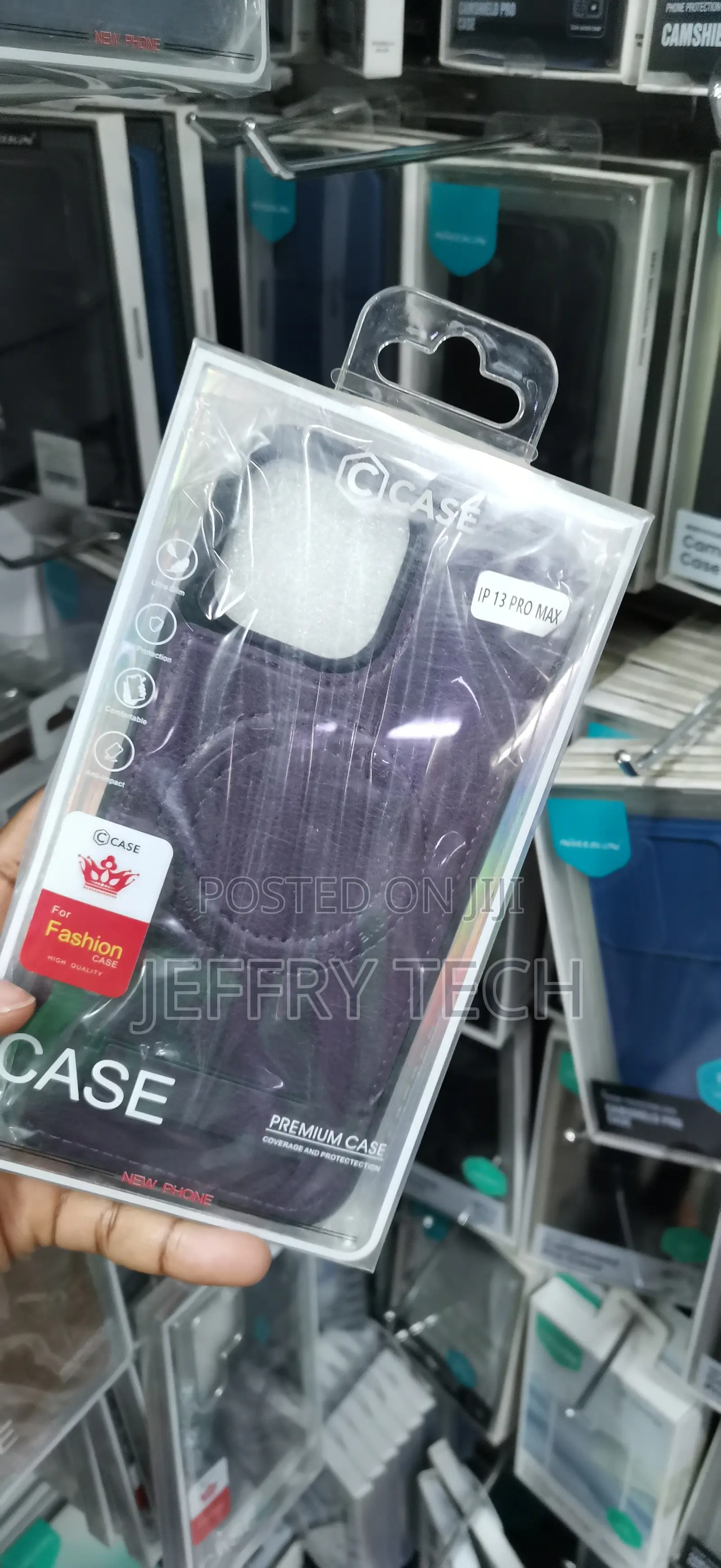 iPhone 13 Pro Max Premium Textured PU Leather Back Styling Case