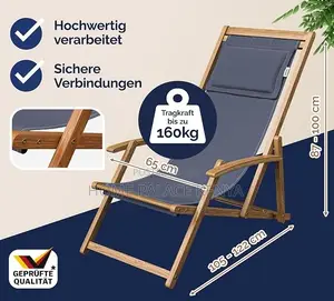 Sun Lounger: Acacia Sling Folding Chaise Lounger