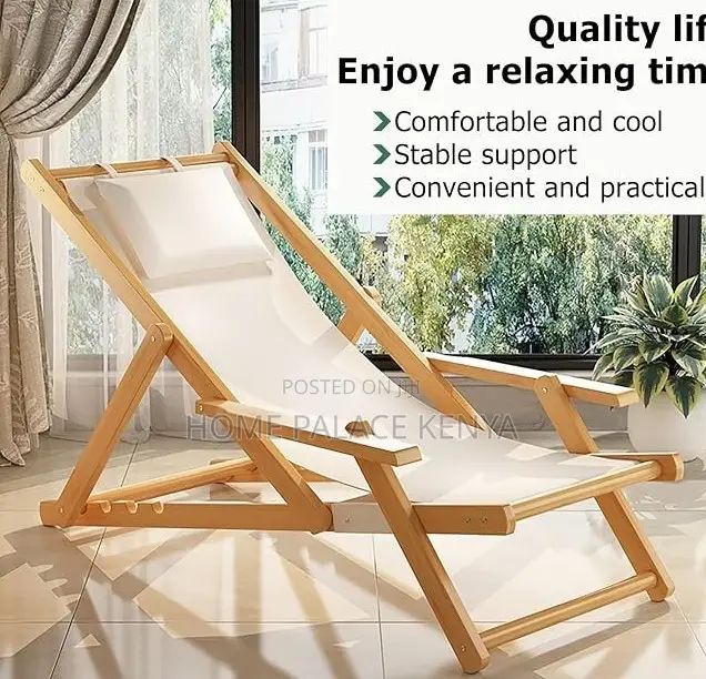 Sun Lounger: Acacia Sling Folding Chaise Lounger