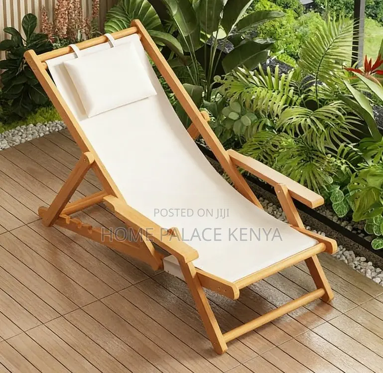 Sun Lounger: Acacia Sling Folding Chaise Lounger