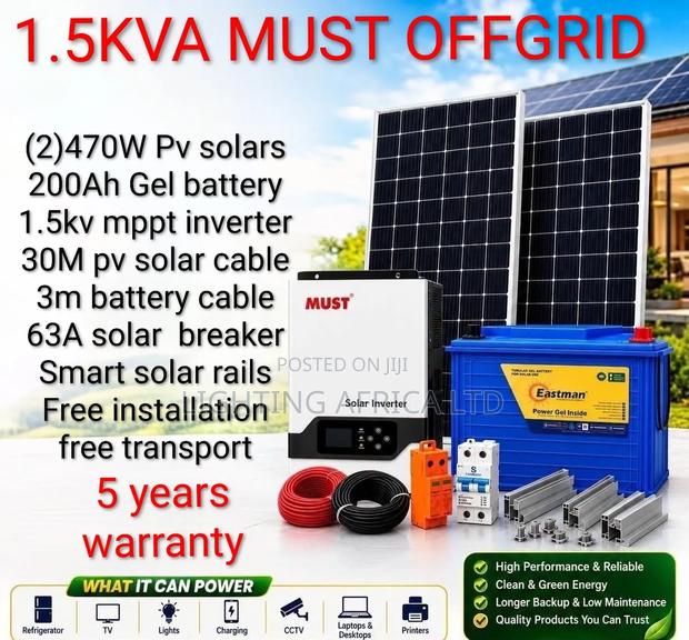 1.5kva -200Ah Gel Battery -(2)470w Solar-Free Installation Transport - main view
