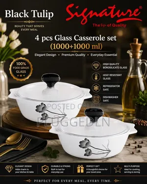 4 PCS Glass Casserole Set With Plastic 5 Sets Per Box