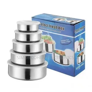 5pcs Stainless Steel Fresh Storage Box With Sealed Lid Bowls Set