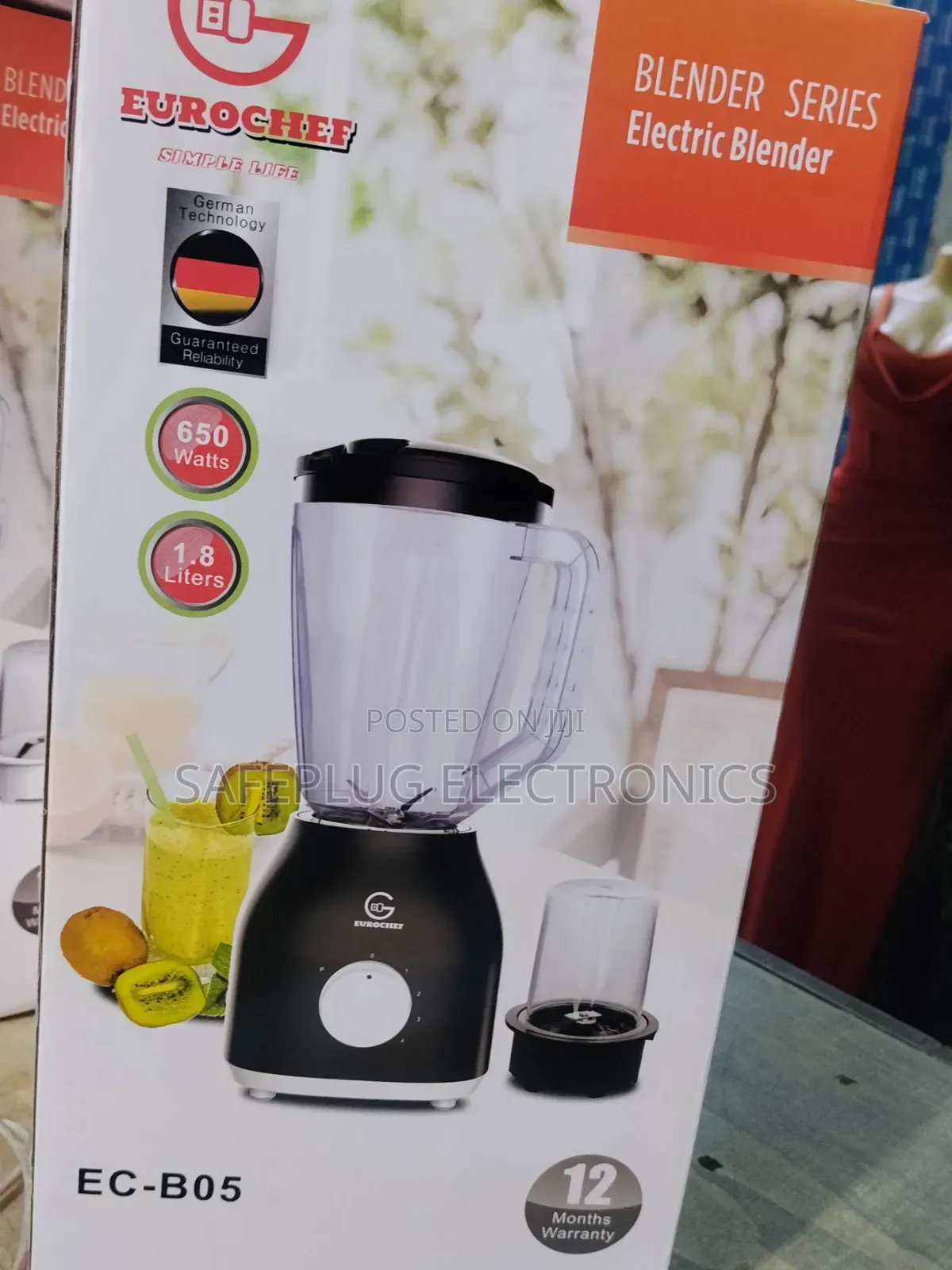 Eurochef Electric Blender 650W With Grinder 1.8L