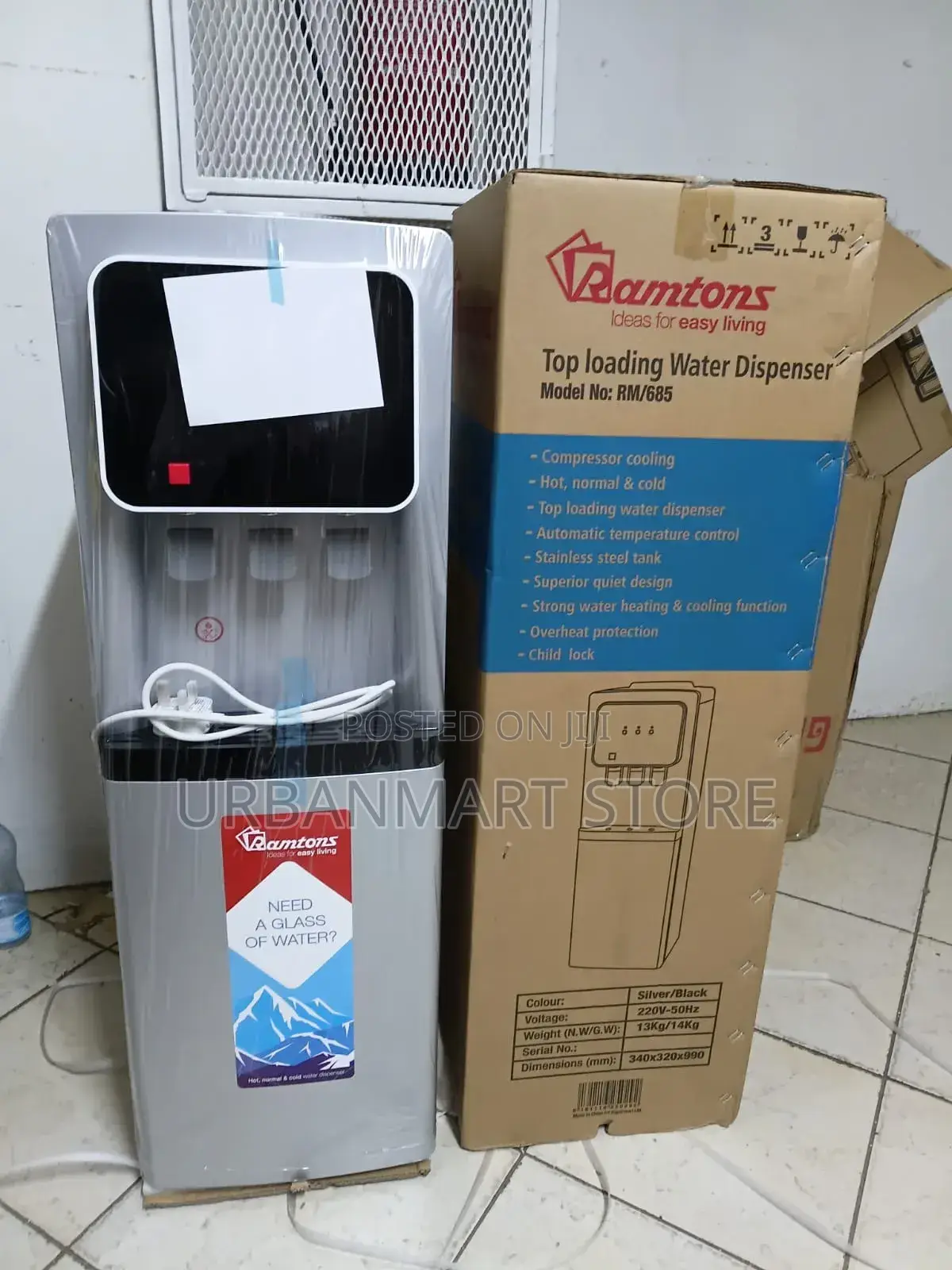 Ramtons RM/685 Water Dispenser Hot, Cold Normal, COMPRESSOR COOLING