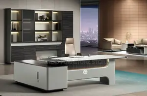 Office Desk; 2.4 Meter Executive Office Desk With White Front