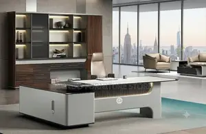 Office Desk; 2.4 Meter Executive Office Desk With White Front
