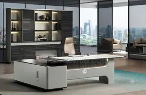 Office Desk; 2.4 Meter Executive Office Desk With White Front