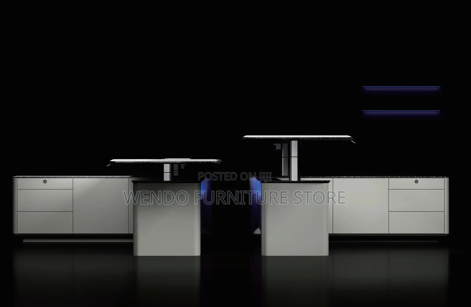 Office Desk; 2.4 Meter Executive Office Desk With White Front