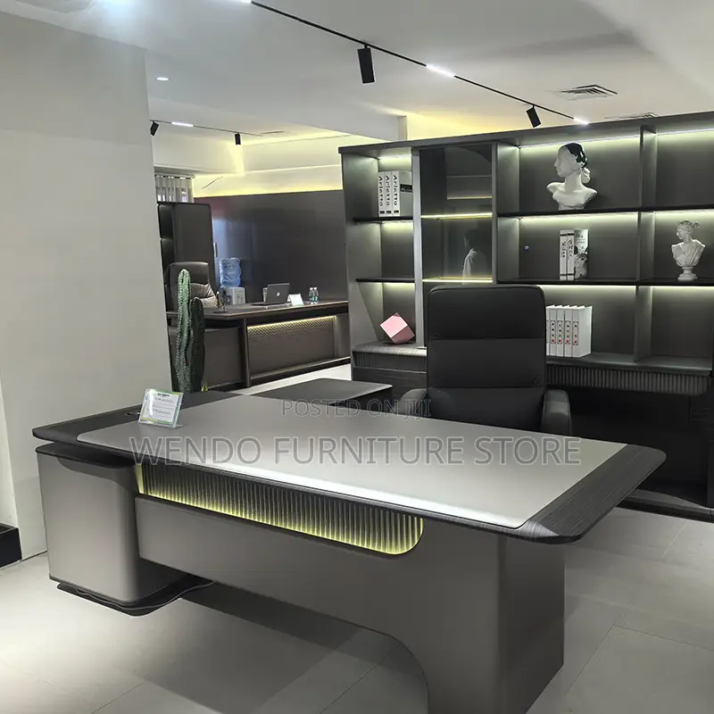Office Desk; 2.4 Meter Executive Office Desk With White Front