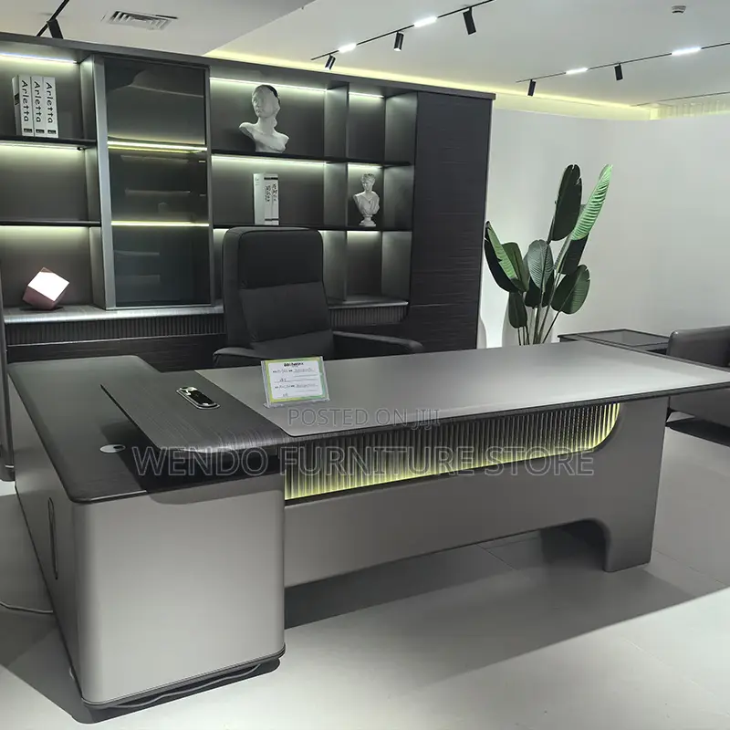Office Desk; 2.4 Meter Executive Office Desk With White Front