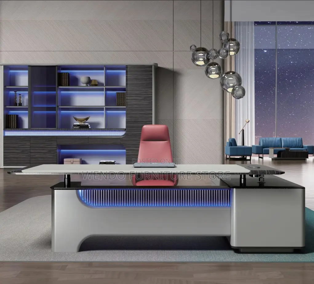 Office Desk; 2.4 Meter Executive Office Desk With White Front