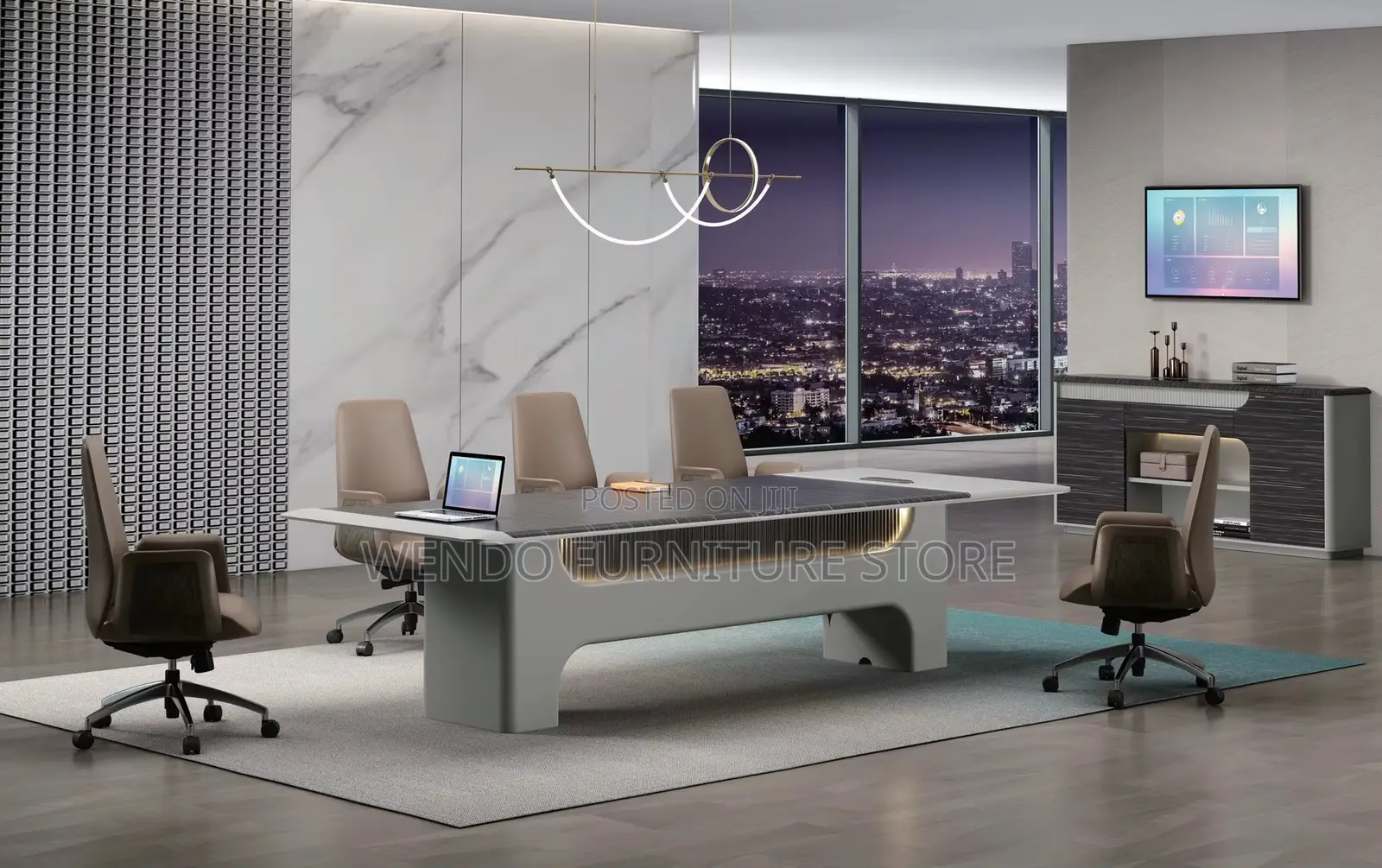 Office Desk; 2.4 Meter Executive Office Desk With White Front