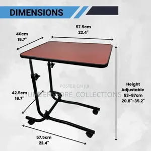Adjustable Overbed Table Features Four Castors