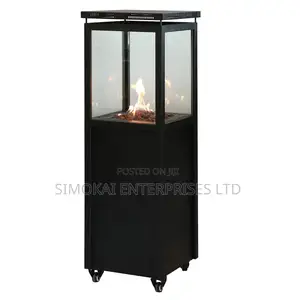 Firepit 1450MM Tall Gas Heater With Lava Rocks Glass